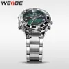 WEIDE Mens Esportes Exército Cronômetro Pulseira de Aço Quartzo Militar LED Alarme Luminoso Analógico Digital Relógios de Pulso relogios masculino317T