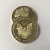 10 sztuk Wolność Eagle 2020 Odznaka 24K Gold Plated 40 mm Commemorative Coin American Statua Liberty Pamiątkowe Drop Shippraction Dopuszczalne monety