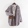 Womens 격자 무늬 셔츠 대형 블라우스 남자 친구 셔츠 긴 소매 블라우스 여성 셔츠 Flannel Tops femininas chemise outerwear1