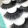 3 Pairs 25mm Lashes 5D Faux Mink Hair False Eyelashes Thick Long Wispy Fluffy Eyelashes Handmade Eye Makeup Tools