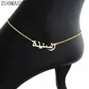 Niestandardowa nazwa arabska Anklet Spersonalizowany Nazwa Arabska Anklets Bransoletki Islamska Biżuteria Noga Letnia Plaża Bijoux Ramadan Prezent