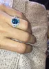Moda Prosty Elegancki Blue Diamond Ring Romantic Lovely Wedding Engagement Love Ring Rozmiar 6-10
