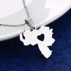 Collana con ciondolo mappa Venezuela in acciaio inossidabile Gioielli con cuore mappa venezuelana