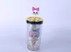 La última serie de muñecas de colores mixtos de Drinkware con pajitas, vasos sólidos con lentejuelas, vaso de plástico de doble capa, personalización de soporte