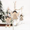 Nordic Drewniane Angel Doll Wiszące Ornamenty Boże Narodzenie Dekoracji Wiatr Chime Wisiorek Xmas Drzewo Decor Navidad Craft Gift