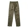 heren cargobroek Zwart Straat Mannen Side Snap Cargo Broek Hip Hop Slim Fit Lint Tailleband Track Pants266E