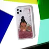 Ganhar dinheiro dinheiro preto cabeça meninas brilhar líquido glitter telefone case fundas capa para iphone 11 12 mini x xs xr max pro 7 7 plus 8plus 6 casos