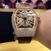 5 Color Saratoge Vanguard v 45 T SQT Black Hollow Skeleton Dial Automatic Mens Watch Rose Gold Diamond Case