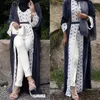 Beonlema 여성 이슬람 오픈 Rode 블랙 오픈 Abaya 터키어 긴 레이스 튜닉 Kaftan 여성용 Musulam 의류 플러스 사이즈 Caftan1235u