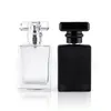 Glasnebelspray-Parfümflasche, 30 ml, transparent, schwarz, nachfüllbarer Behälter für ätherische Öle für Make-up, Reisen