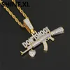 18K Vergulde AK47 Gun DON039T SHOOT Hanger Ketting Iced Out Zirkoon Heren Hip Hop Sieraden Gift9456758