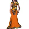 Elegante África Vestidos Mulheres Com Decote Em V Longo Vestido de Festa Africano Imprimir Algodão Patchwork Evening Maxi Vestido Privado Personalizado WY3442