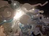 Lampadari in vetro soffiato nordico fatti a mano Lampade a sospensione Spedizione gratuita Lampadine a LED Paralumi bianchi e blu Illuminazione a sospensione in vetro di Murano