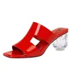 Hot Sale- slippers transparent slippers chaussure transparente femme thick heels slingback shoes fashion slippers sandals summer shoes woman