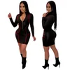 Sale-Deep V Tight Dress Front Zipper Designer Pencil Dress Slim Tight Dress Womenswear