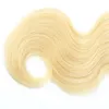 Malaysian Human Hair 613 Blonde Color 3 Bundles With 4X4 Lace Closure Middle Three Free Part Body Wave Hair Wefts With Four By Four Closure