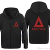 Mens Hoodie Bastille Gedrukt Mannen Hoodies Rits Jacket Fleece Volledige Mouw Overjas Hip Hop Man Sweatshirt Skateboard Streetwear