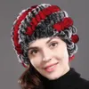 Russe Hiver Réel Fourrure Neige Chapeau Femmes À La Main Tricoté Véritable Rex Fourrure De Lapin Skullies Cap Chaud Doux Rex Fourrure De Lapin Beanies234059246i