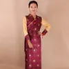 Tibetan Dance Costume Chinese Traditional clothing long qipao gown Tibet style cheongsam dress Ethnic Minority Stage wear