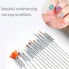 Penna per nail art 15 pezzi set Kit pacchetto completo Punta da trapano Pennello dipinto Tirare obliquo Adatto per uso professionale o a casa Gel fai da te Na1392277