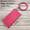 Round PU Leather Bangle Hang Change Purse Phone Bag Clutch Wristlet Keychain Bracelets for Women Girls Christmas Jewelry Gifts