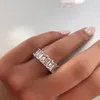 Vecalon Eternity Band Promise Ring 925 Sterling Silver Emerald Cut Diamond CZ Weddingband Rings for Women Men Fine Jewelry257m