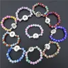 Enfants filles 15cm longueur perles de verre colorées 18mm boutons pression Bracelet pour enfants mélanger les couleurs 30 pcs/lot