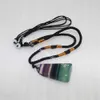 10Pcs 30-40mm Freeform Rainbow Fluorite Tumbled Stones Pendant Necklace Natural Colorful Quartz Crystal Gemstone Pendant on Adjustable Rope