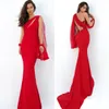 2020 Elegant Evening Dresses One Shoulder Sleeveless Satin Mermaid Prom Gowns Customized Backless Sweep Train Special Occasion Dress