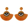 Wholesale-jewelry luxury funny special designer exaggerated cute lovely eye hand made bohemia beaded tassel stud earrings 8 colors