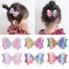 3.5INCH Glitter Bow Butterfly Hair Clip Hårstolar Tjejer Gradient Rainbow Färg Hår Pins Tillbehör Huvudbåge Party 8Colors D6408