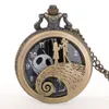 Кошмар перед рождественскими кварцевыми карманными часами Antique Black Steel Men Men Women Pendation Clock Dired Fob Watch218J8835001