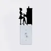 Girl Playing Piano Silhouette Light Switch Decals Vinyl Music Wall Sticker