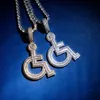 Fauteuil roulant handicap signe pendentif collier glacé cubique zircone pendentif à breloque Hip Hop bijoux pour hommes et femmes