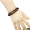 2pcs / set 8mm Agate Tiger Eye Black Lava Volcanic Rock Armband Par Sten Armband Pärlor Armband Hip Hop Smycken Drop Ship