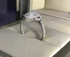 Choucong Plata de Ley 925 auténtica anillo de promesa de flor gota de agua diamante compromiso anillos de boda para mujer joyería nupcial