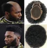 Haarsysteem Hairstukjes Afro Kinky Curl Voorkant met Mono NPU Toupee Braziliaanse maagdelijke menselijke haarvervanging voor zwarte mannen