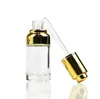 20 30 50ML Clear Glass Essential Oil Dispenser Bottle With Gold Silver Aluminum Press Pump Glass Dropper Tube Glass Eye Dropper Bottles