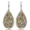 Fashion Teardrop Glitter Leather Drop Earrings For Women Statement Rainbow Color PU Sequins Water Drop Earring Valentine's Day Jewelry