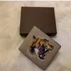 Cartera corta de animales de buena calidad para hombre, carteras de piel de serpiente negra con Tigre y abeja, monedero de moda para mujer, tarjetero con 283b