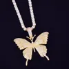 Nieuwe Animal Butterfly ketting hanger met touw ketting goud zilver kubieke zirkoon heren dames hiphop rock sieraden