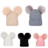 Fashion-Bebés Meninos Meninas de Inverno Gorros pompom cor sólida Knit Hat Beanie Knitting Quente Cap Headwear czapka damska zimowa Cap