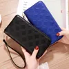 女性のハンドバッグレザーハンドウォレットクラシックな格子縞の長い財布甘い刺繍レディース財布多機能の皮革携帯電話の袋