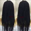 Parte GRATUITA PRETO / BROWN / OMBRE Color Micro Trança Lace Wigs Trançado Lace Front Wig Box Caixa Tranças Pretas Perucas Completas Sintéticas para Mulheres Negras