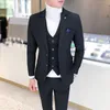 Mens Suits Blazers Men Suit Fashion Plaid Business Casual Slim Fit Blazer Gentleman England Three-piece Wedding Male Jacket Coat Pan