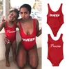 Women Girls Family Matching Swimwear Kids Baby Girl Sleeveless Bodysuit Princess Queen Onepiece Swimsuit Bathing Beachwear2603551