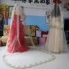 New Fashion Luxury Noble Handmade Custom Champagne Color One Layer Cathedral Length Lace AppliqueEdge Wedding veiL Bridal veils