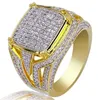 choucong Handmade Male Hiphop ring Pave Setting Diamond Yellow Gold Filled Wedding Band Rings for men Gold Color Jewelry243a