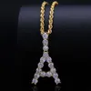 Fashion-алмазы 26 буквы от А до Z кулон ожерелья для мужчин женщин роскошь кристалла письмо подвесками 18k позолоченными ожерелье цепи