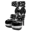 Olomm New Women Platform Sandaler Sexiga nitar Stiletto High Heels Sandaler Peep Toe Black Party Shoes Women Us Plus Size 4-12